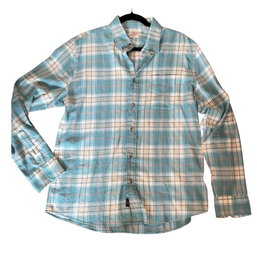 Faherty Men's The All Time Plaid Shirt in Westport Plaid Blue/Yellow | SZ: L - Picture 9 of 9